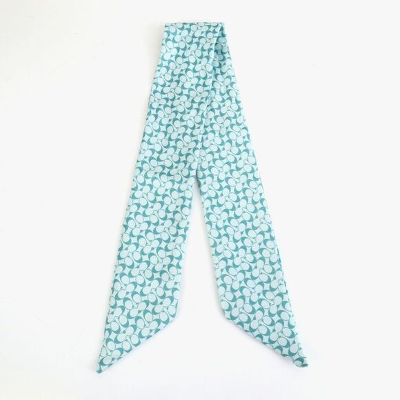NEW Coach Signature Skinny C Silk Scarf in Jade - Picture 2 of 7